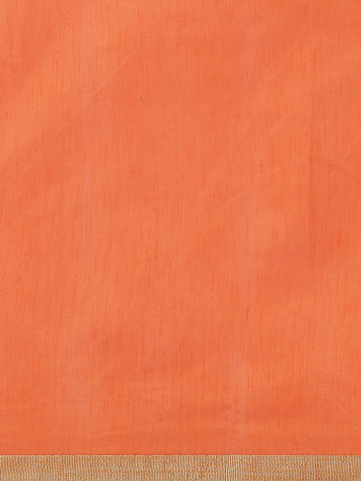 Chanderi Ikat Inspired Jute Slub Saree with Kanjivaram Temple Pattern in Zari