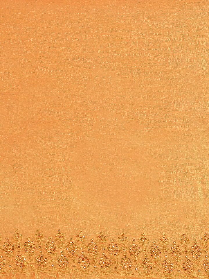 Mustard Raw Silk Scalloped Cocktail Saree with Resham Embroidery and Bright Crystals