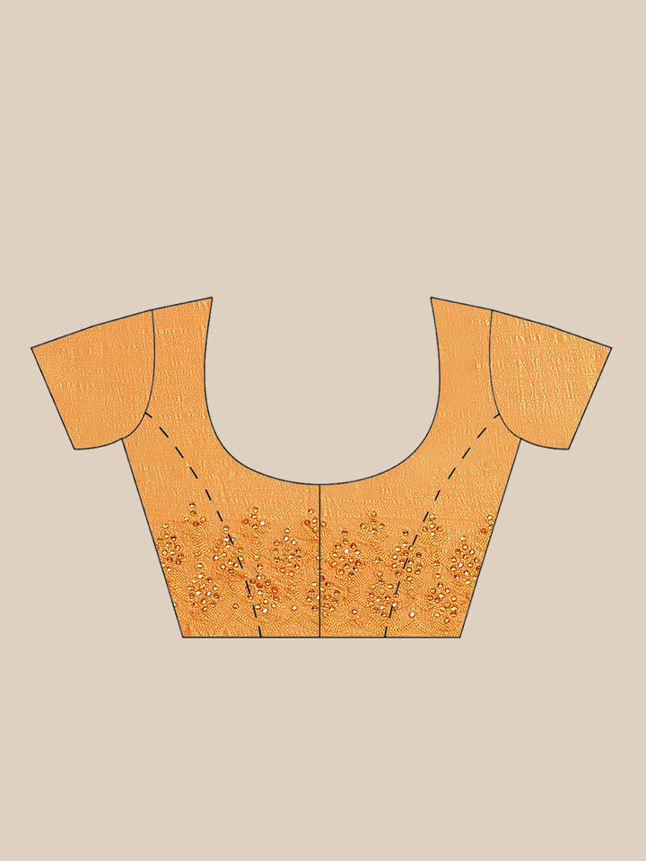 Mustard Raw Silk Scalloped Cocktail Saree with Resham Embroidery and Bright Crystals