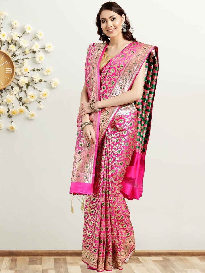 Banarasi Handloom Meenakari Silk Saree with Bridal Dupatta