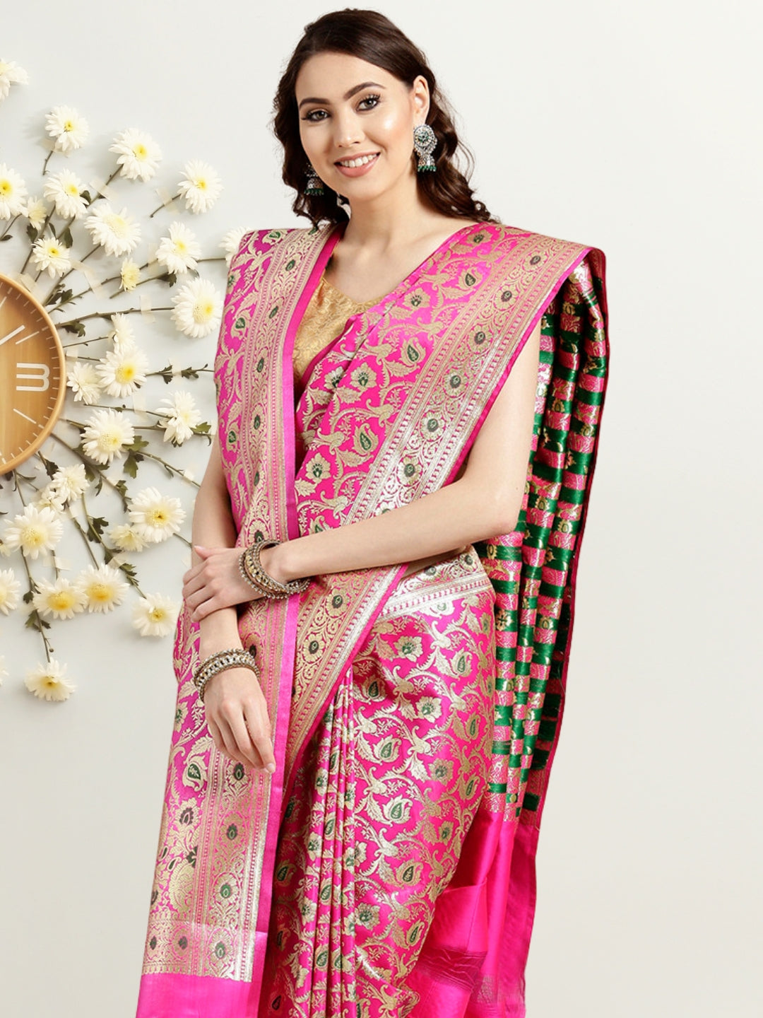 Banarasi Handloom Meenakari Silk Saree with Bridal Dupatta