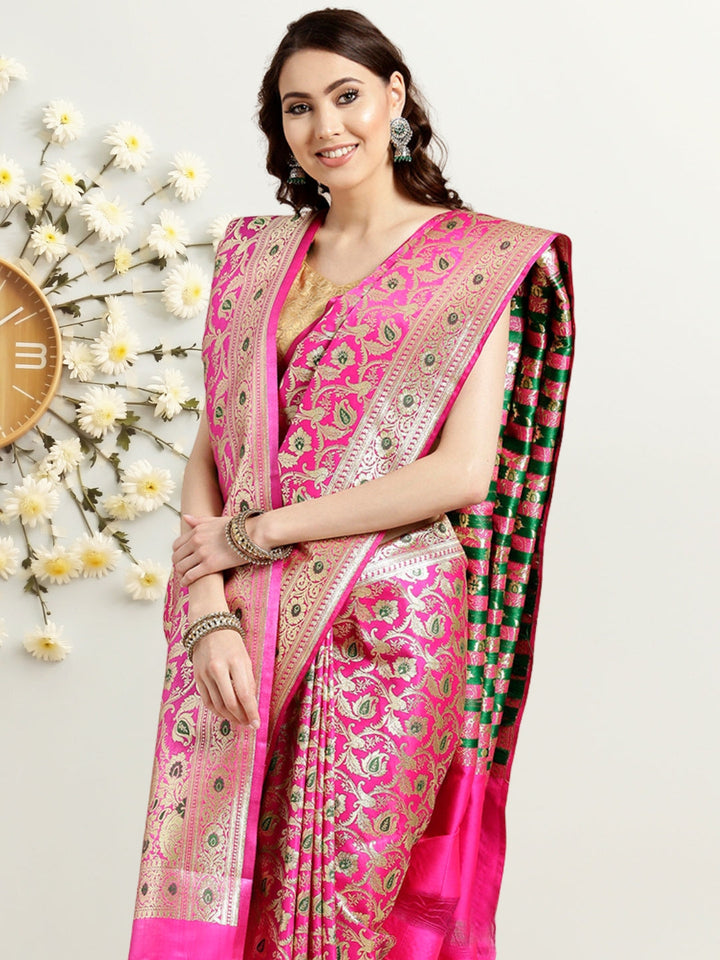 Banarasi Handloom Meenakari Silk Saree with Bridal Dupatta