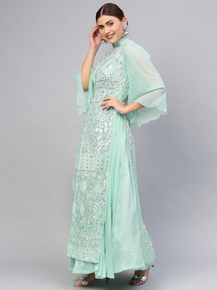 Layered Cocktail Gown with Gota embroidery