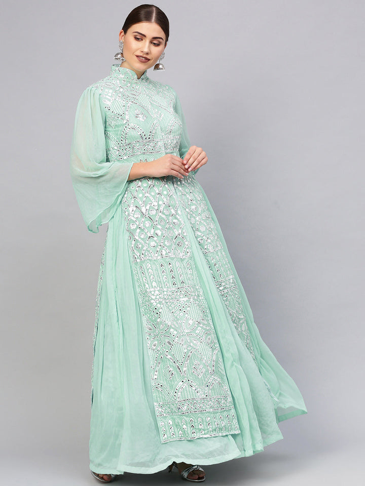 Layered Cocktail Gown with Gota embroidery