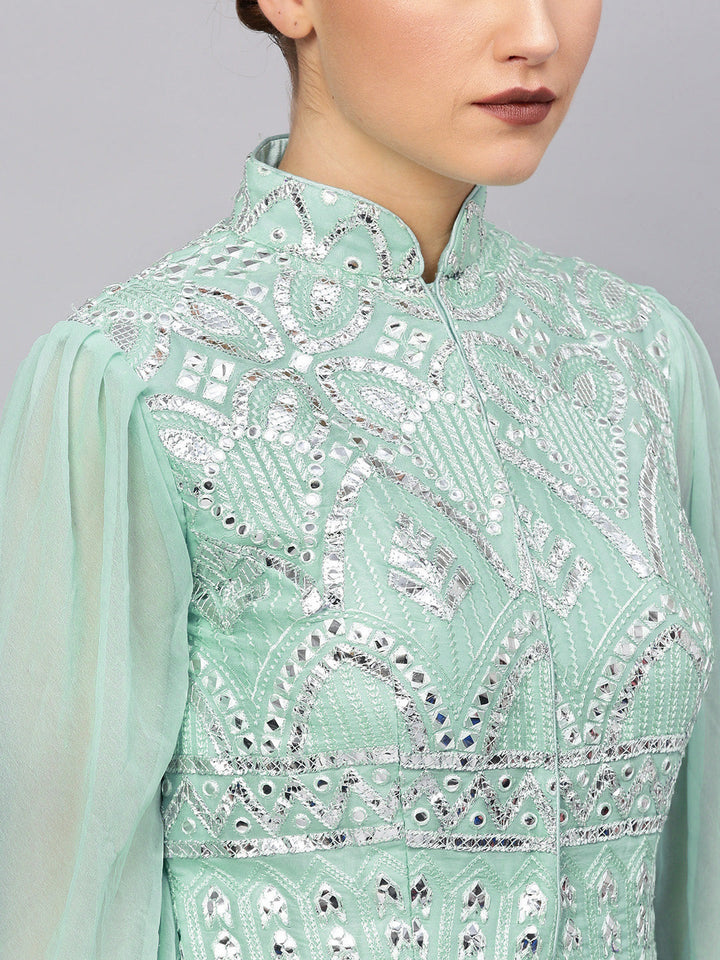 Layered Cocktail Gown with Gota embroidery