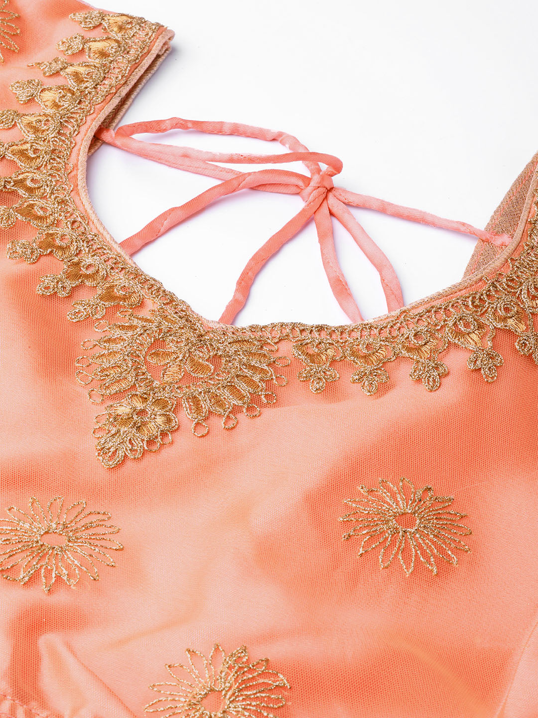 Net Kalidar Lehenga with Gold Zari and Kasab Embroidery