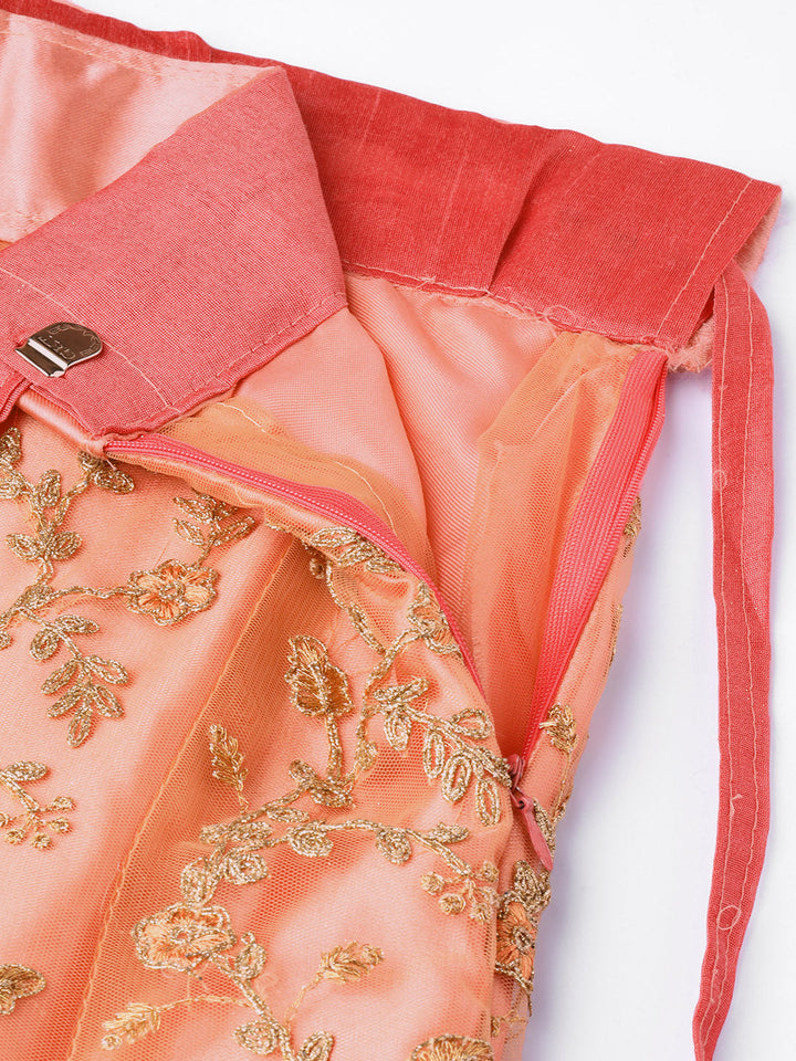 Net Kalidar Lehenga with Gold Zari and Kasab Embroidery