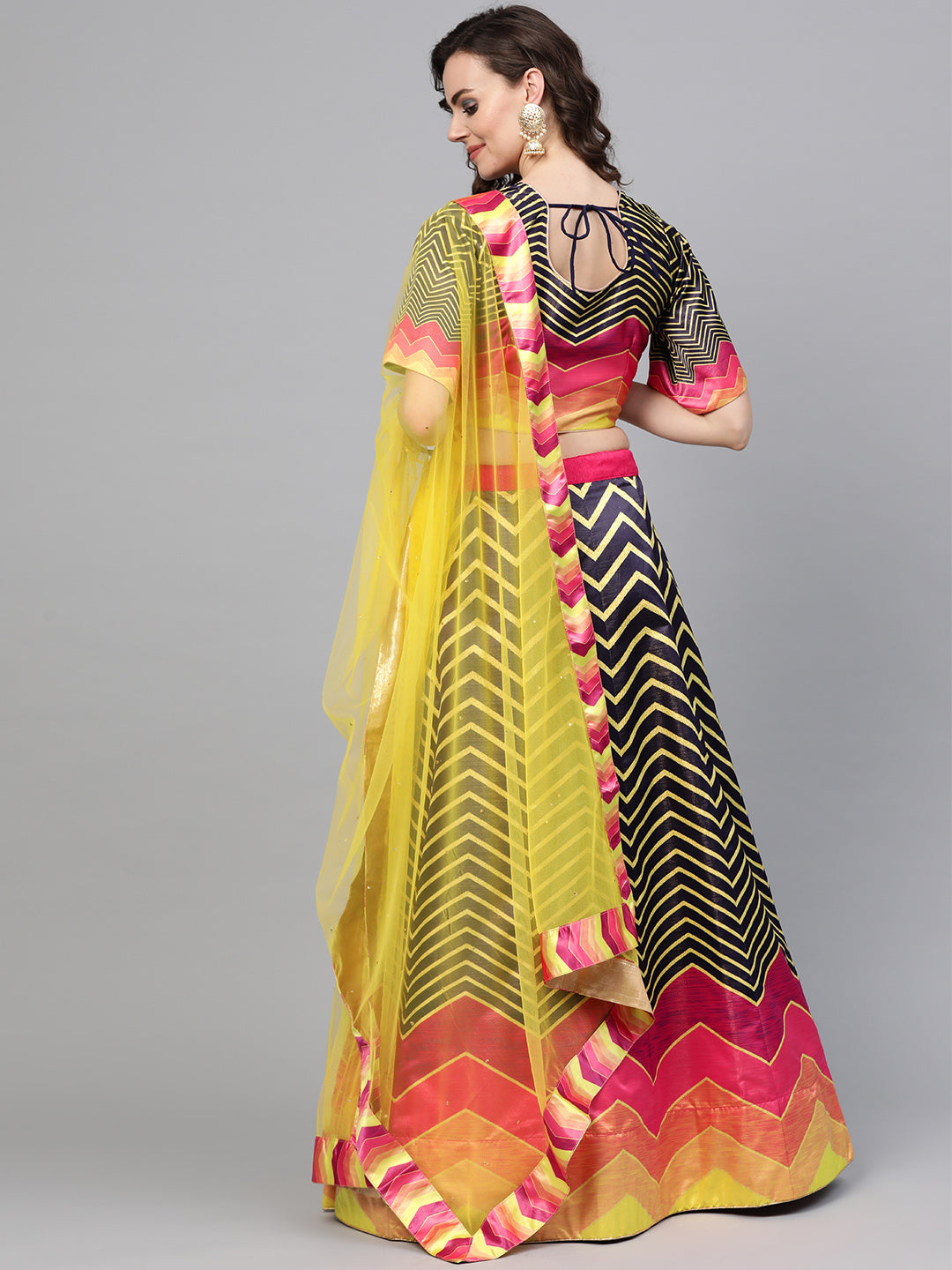 Digital Print Semi-stitched Lehenga with Embellished Dupatta