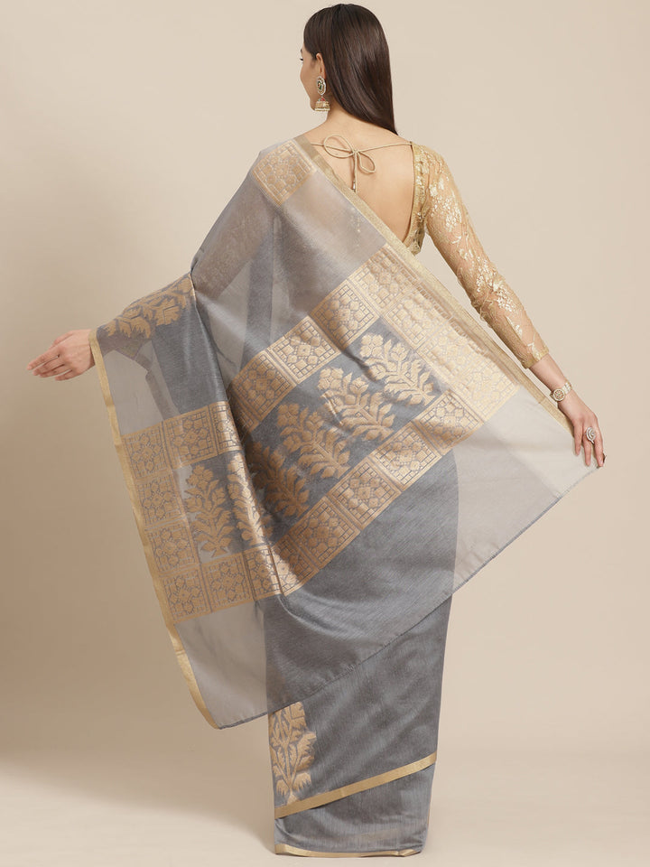 Banarasi Heritage Jute Silk Saree with Striking Floral Motifs & matching Belt