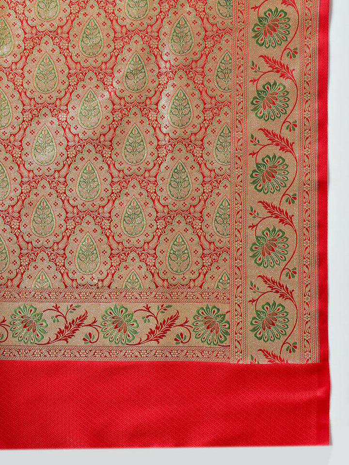 Mehendi Green Ethnic Motif Handloom Banarasi Silk Khaitan Saree
