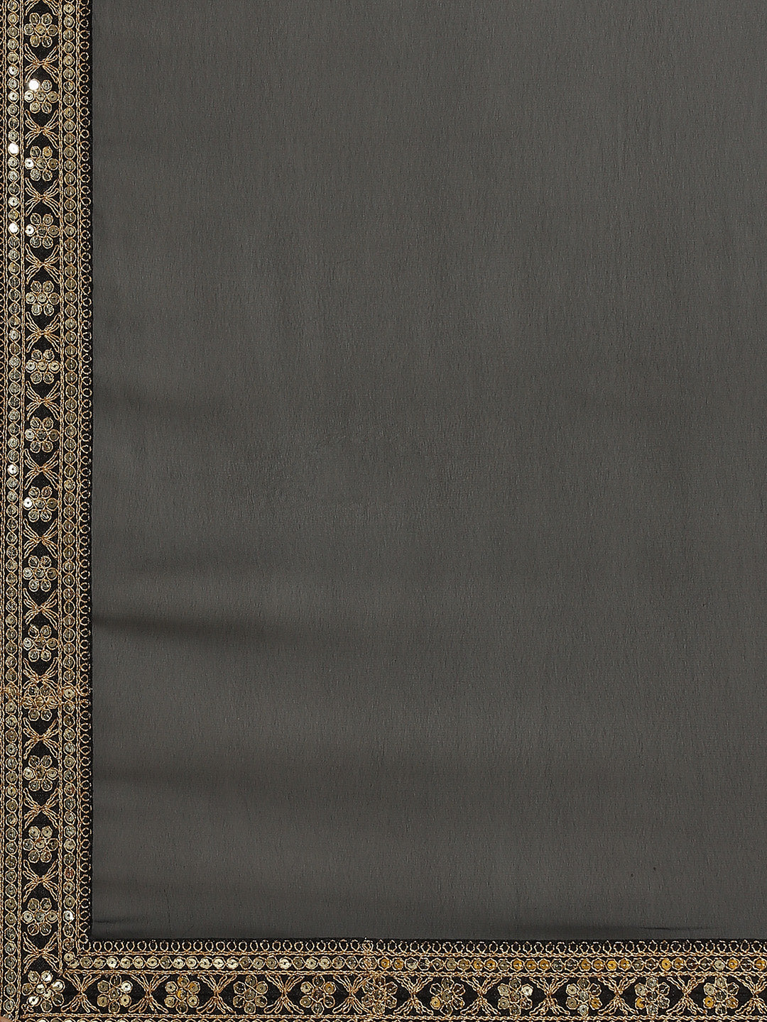 Black Georgette Sequence Embroidery Border Saree with Brocade Blouse
