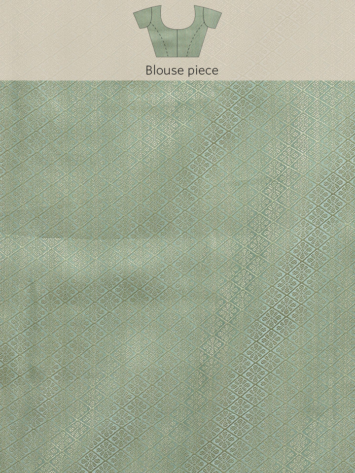 Aqua Blue Multi Color Texture Print & Zari Woven Embellished Saree
