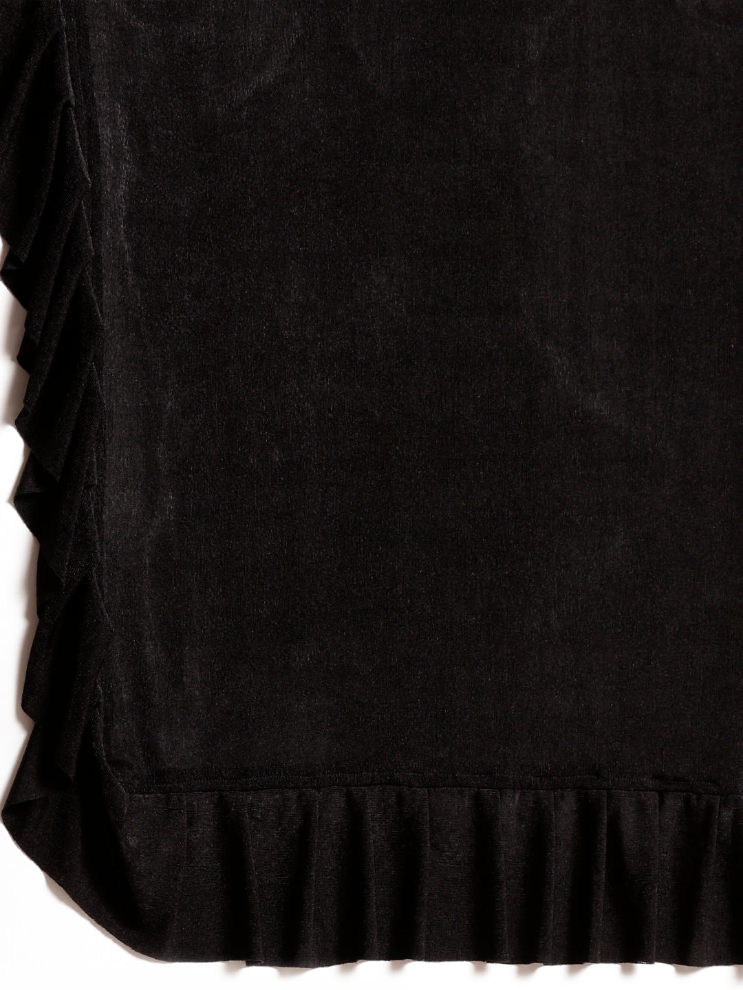 Draped Ruffled Pre-stitched Saree with Net Sequin Embroidered Crop Top Blouse