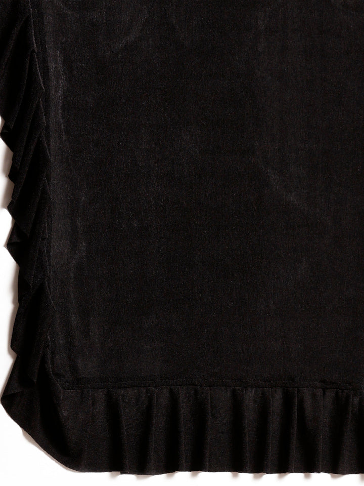 Draped Ruffled Pre-stitched Saree with Net Sequin Embroidered Crop Top Blouse
