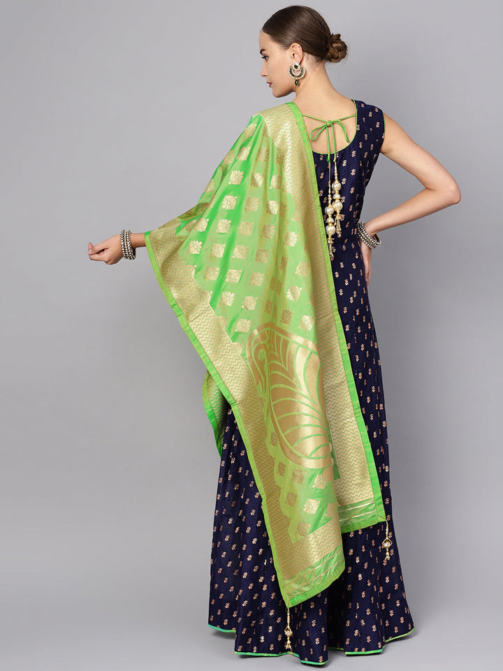Anarkali Suit with Foil Print and Banarasi Dupatta