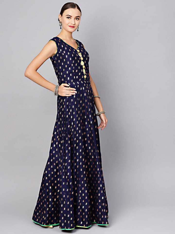 Anarkali Suit with Foil Print and Banarasi Dupatta