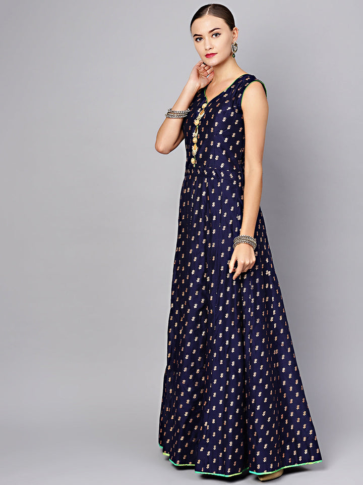 Anarkali Suit with Foil Print and Banarasi Dupatta