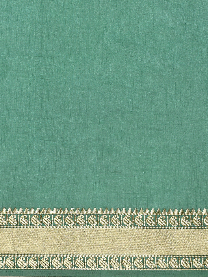 Handloom Mysore Silk Saree with Ethnic Gold Zari woven Paisley Border