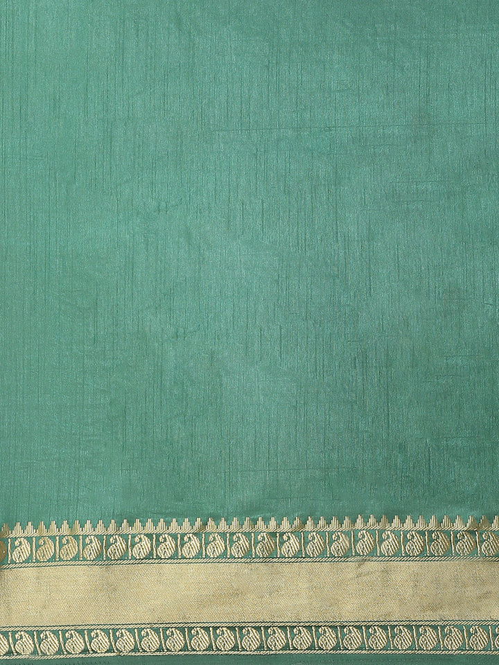 Handloom Mysore Silk Saree with Ethnic Gold Zari woven Paisley Border