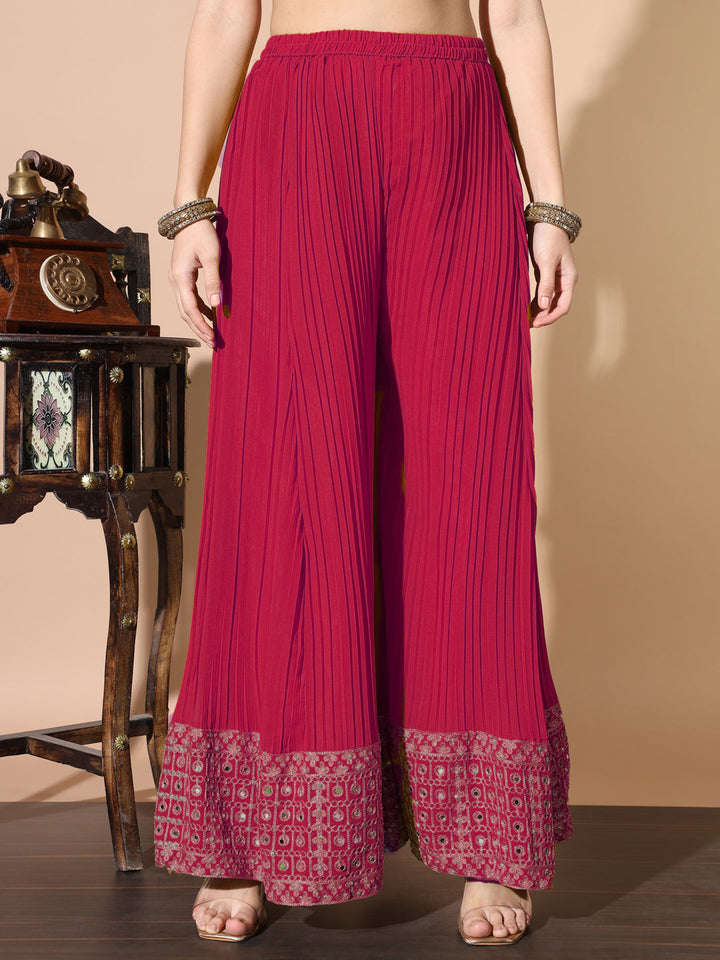 Mirror Embellished Kalidar Kurta Set with Pleated Palazzo