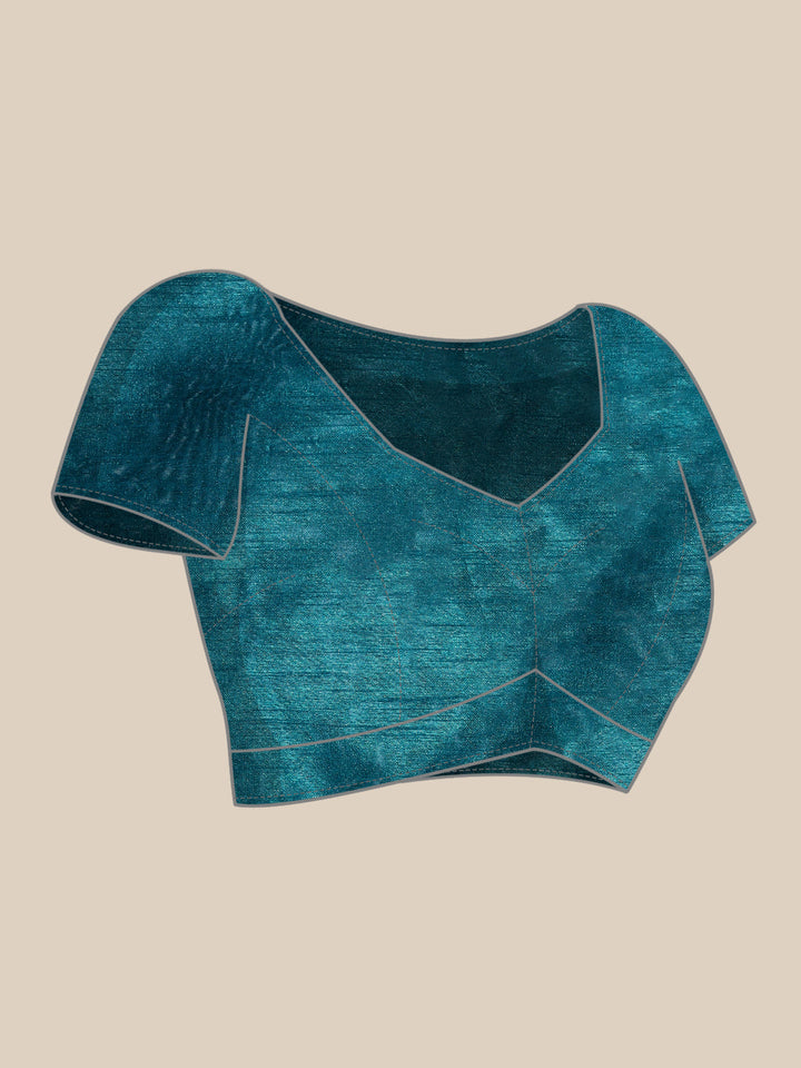 Turquoise Blue Tie & Dye Print, Gota Patti & Resham Embroidered Saree