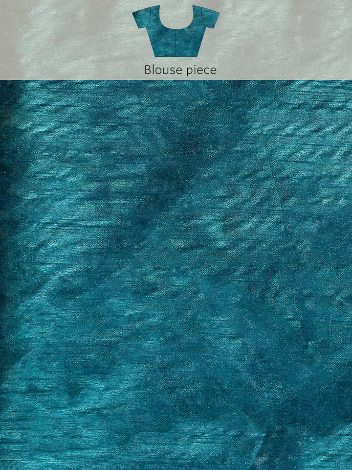 Turquoise Blue Tie & Dye Print, Gota Patti & Resham Embroidered Saree