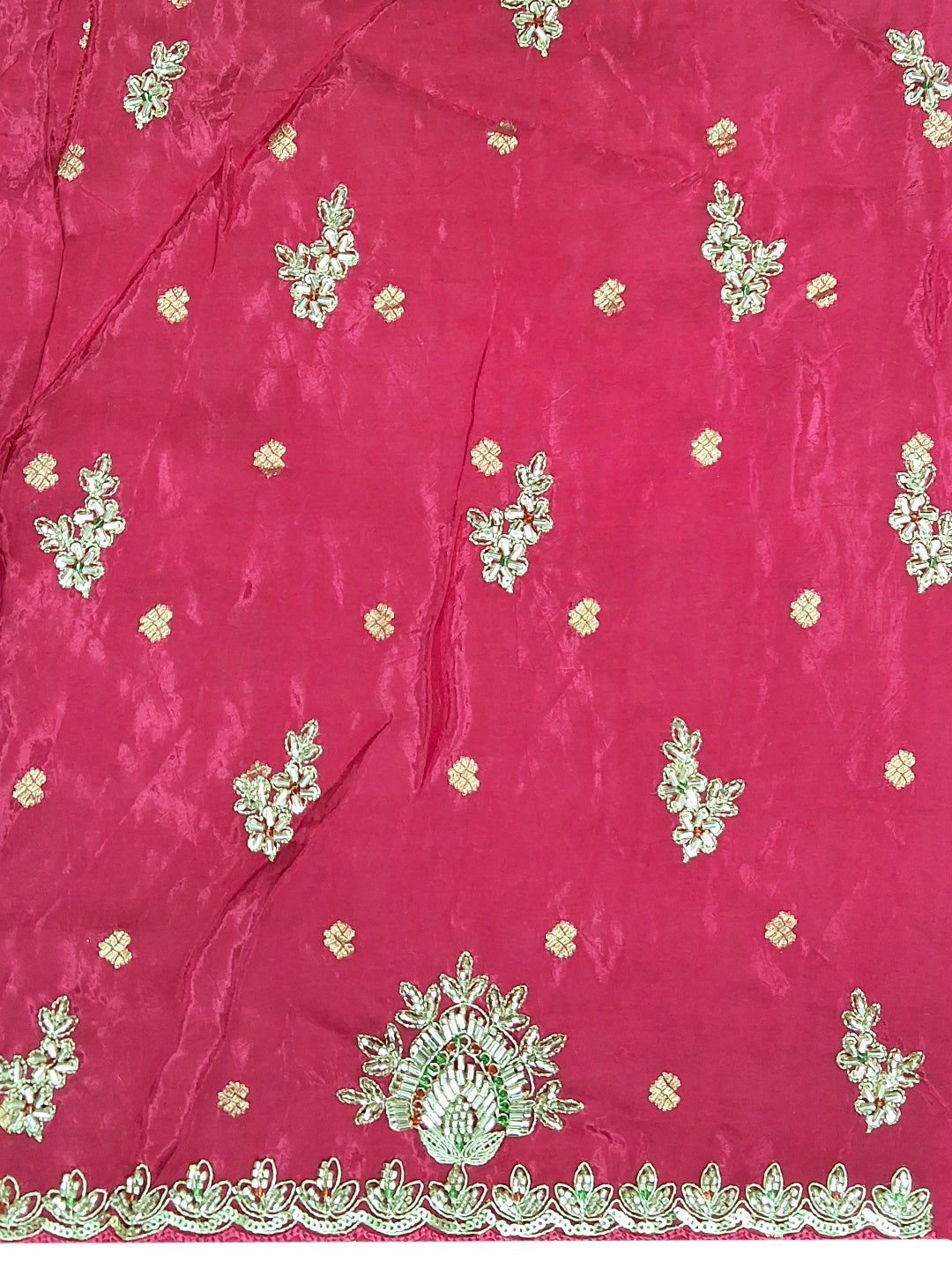 Rani Pink Bandhani Woven Silk Saree with Heavy Embroidered Border