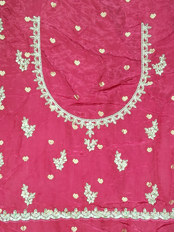 Rani Pink Bandhani Woven Silk Saree with Heavy Embroidered Border