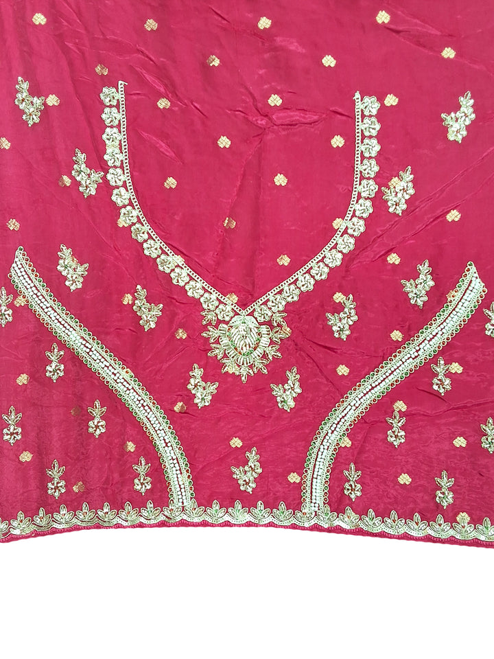 Rani Pink Bandhani Woven Silk Saree with Heavy Embroidered Border