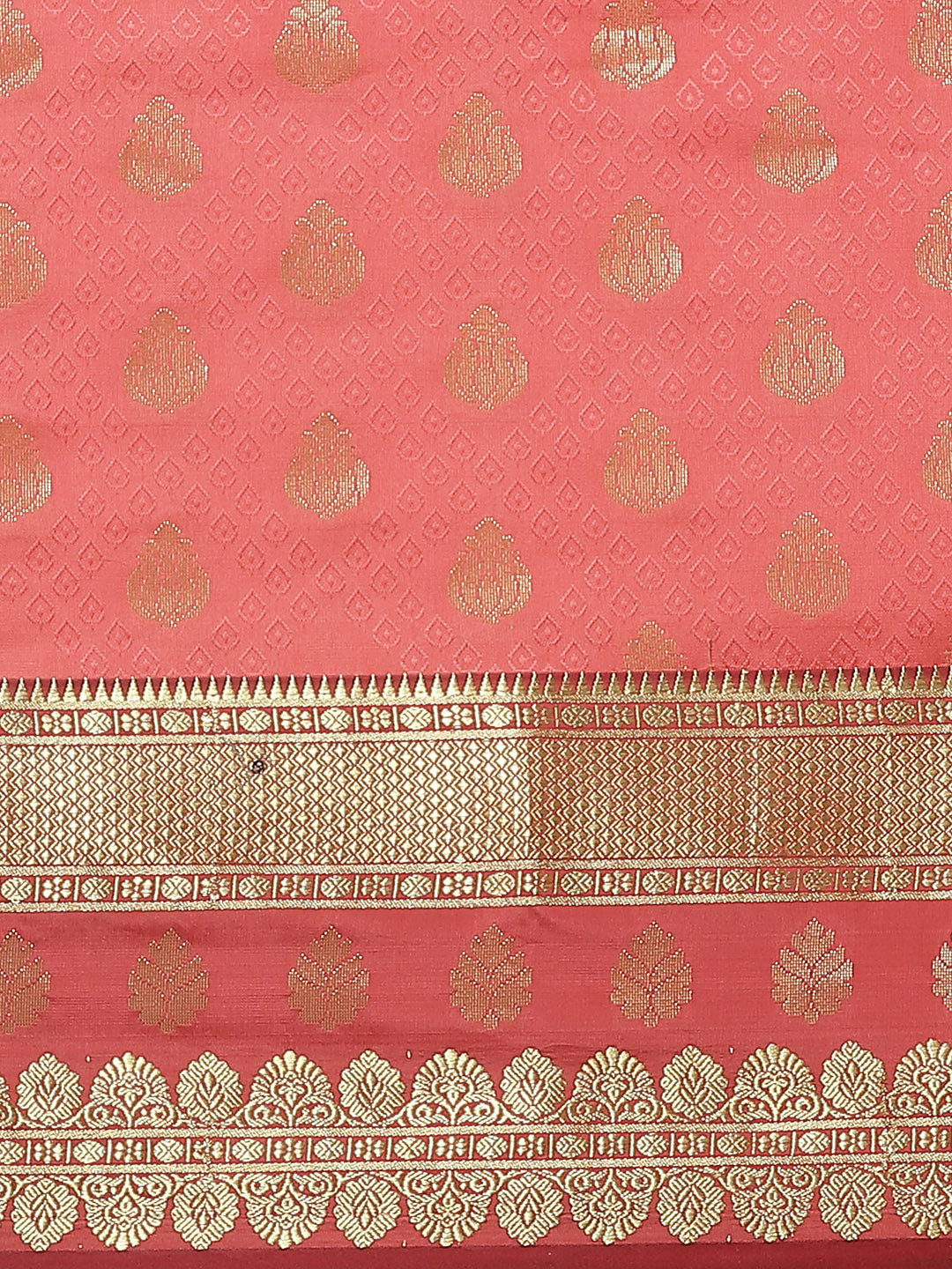 Traditional Banarasi Saree with Self Jacquard Weaving and contrast Maroon border