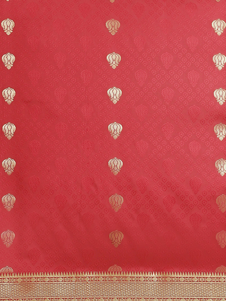 Traditional Banarasi Saree with Self Jacquard Weaving and contrast Maroon border