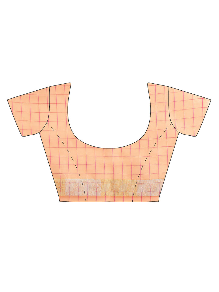 Checked Chanderi Banarasi saree with Zari Woven Flowers