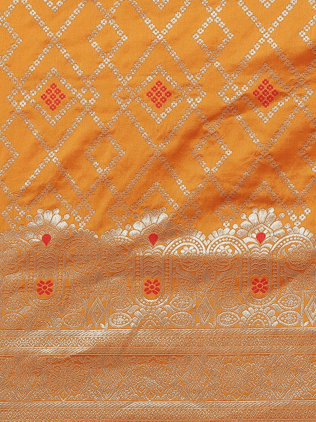 Mustard Ikat pattern Banarasi Saree with Resham & Zari Weaving