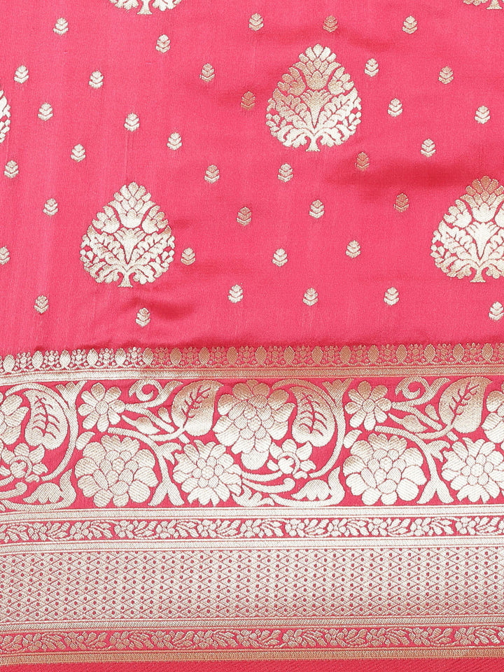 Banarasi Handloom Paisley Saree with Gold Oxidized Zari Weaving and Rich Zari Pallu