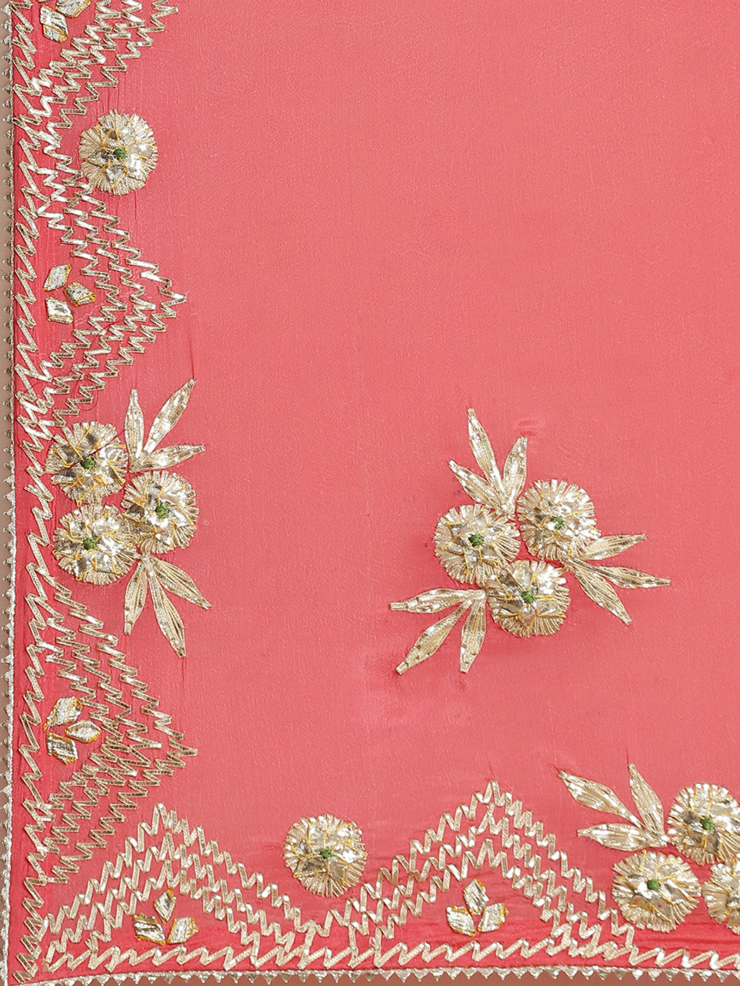 Pastel Chinon Crepe Gota Patti Embellished Saree With Contrast Blouse