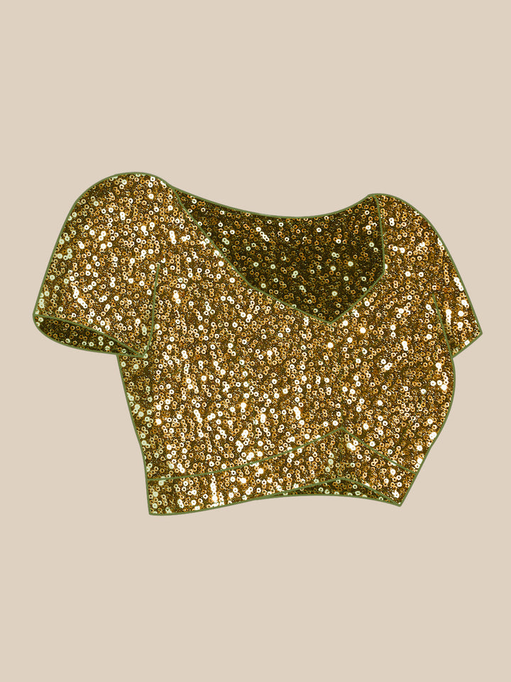 Metallic Gold Sequin Embellished Bling Lycra Cocktail Saree