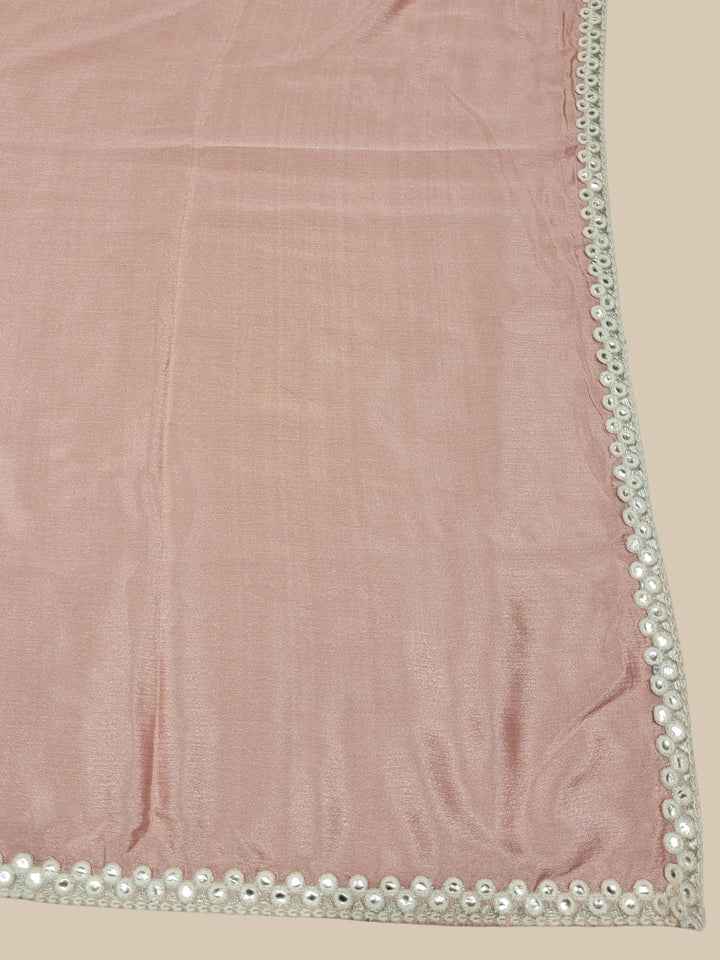 Bead Embroidered Chinon Kurta Sharara Set with Halter Neckline & Mirror Work Dupatta