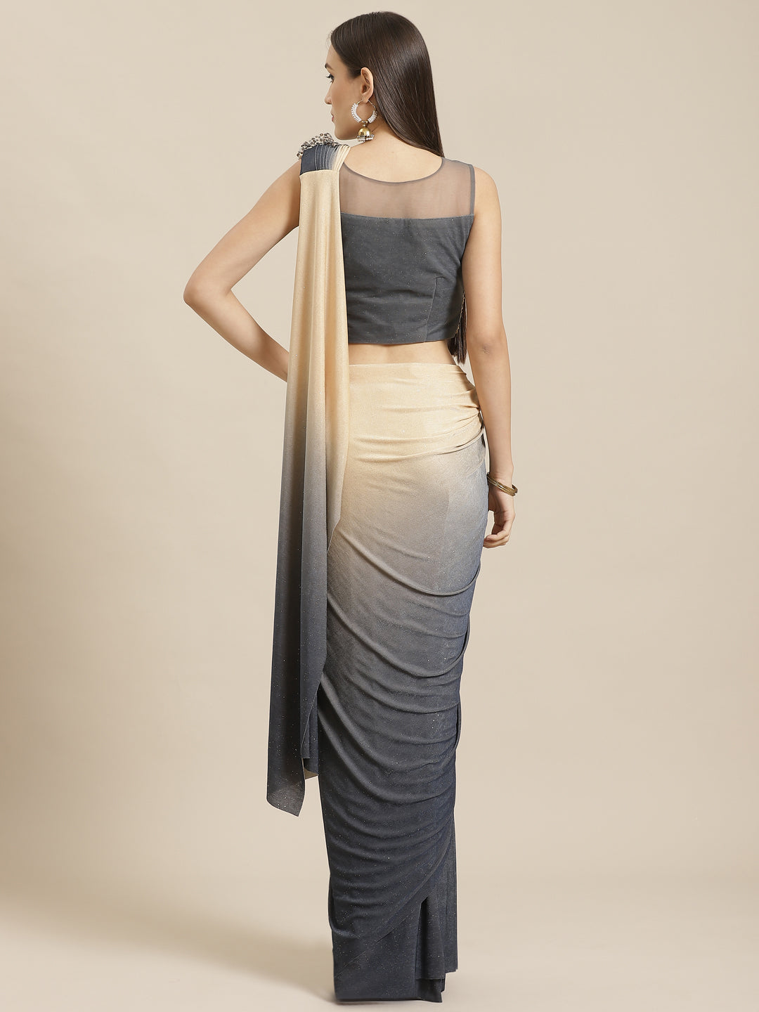 Ruffled Ombre Pre-Stitched Saree with Festive Layers & Bling Sequence Embroidery Blouse