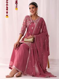 Chhabra 555 Resham Schiffli Embroidered Co-ord Set with Sequinned Stylized Jacket and Flared Pallazo