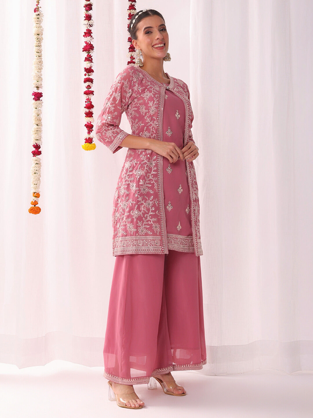 Resham Schiffli Embroidered Co-ord Set