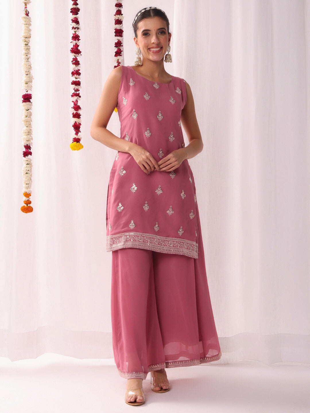Resham Schiffli Embroidered Co-ord Set