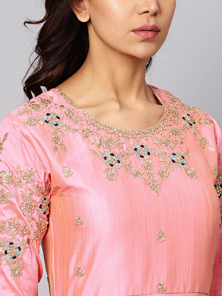 Banarasi Woven Gown with Zari Embroidered Dupatta