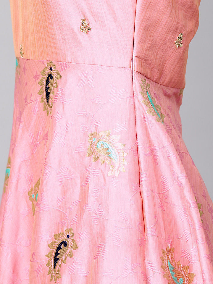Banarasi Woven Gown with Zari Embroidered Dupatta