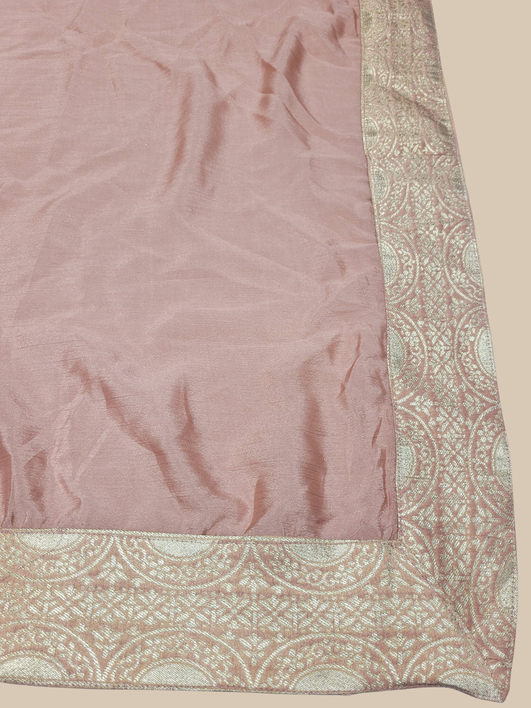 Dusty Pink Banarasi Silk Lehenga Choli Set with Zari Woven Mughal Paisley Motifs