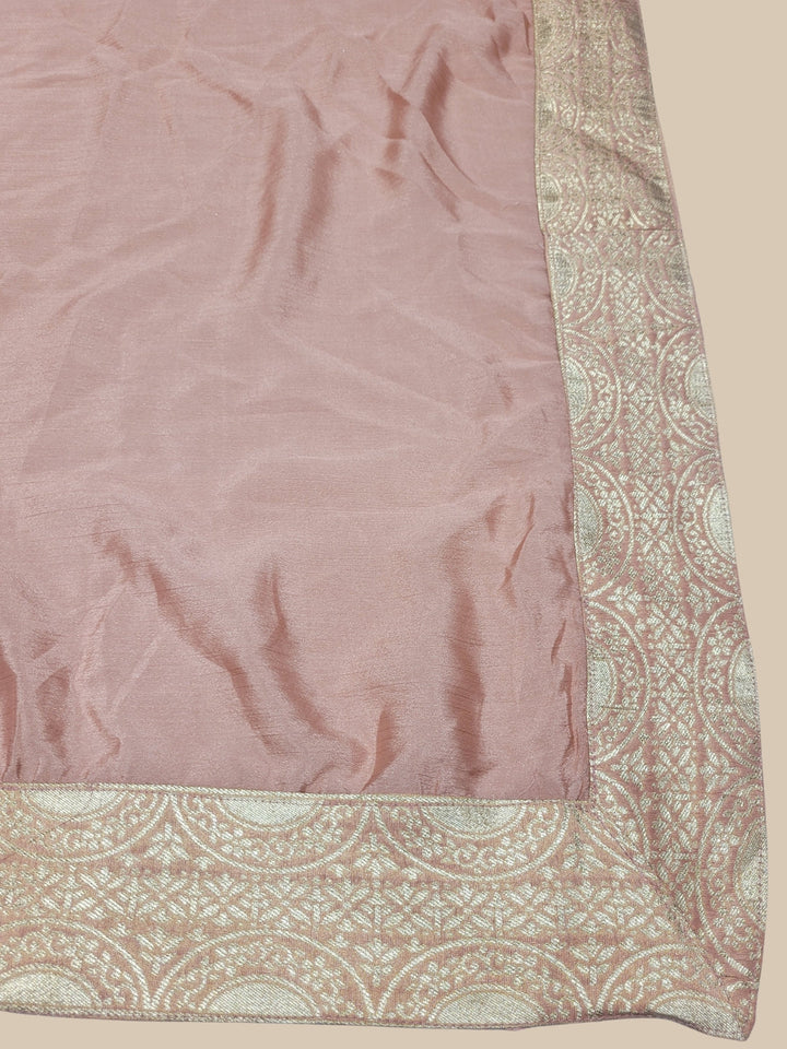 Dusty Pink Banarasi Silk Lehenga Choli Set with Zari Woven Mughal Paisley Motifs