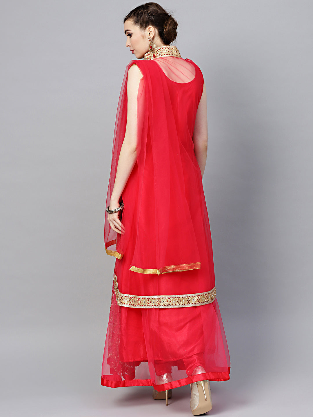 Zari Embroidered Anarkali Kurta Set with Matching Jacket
