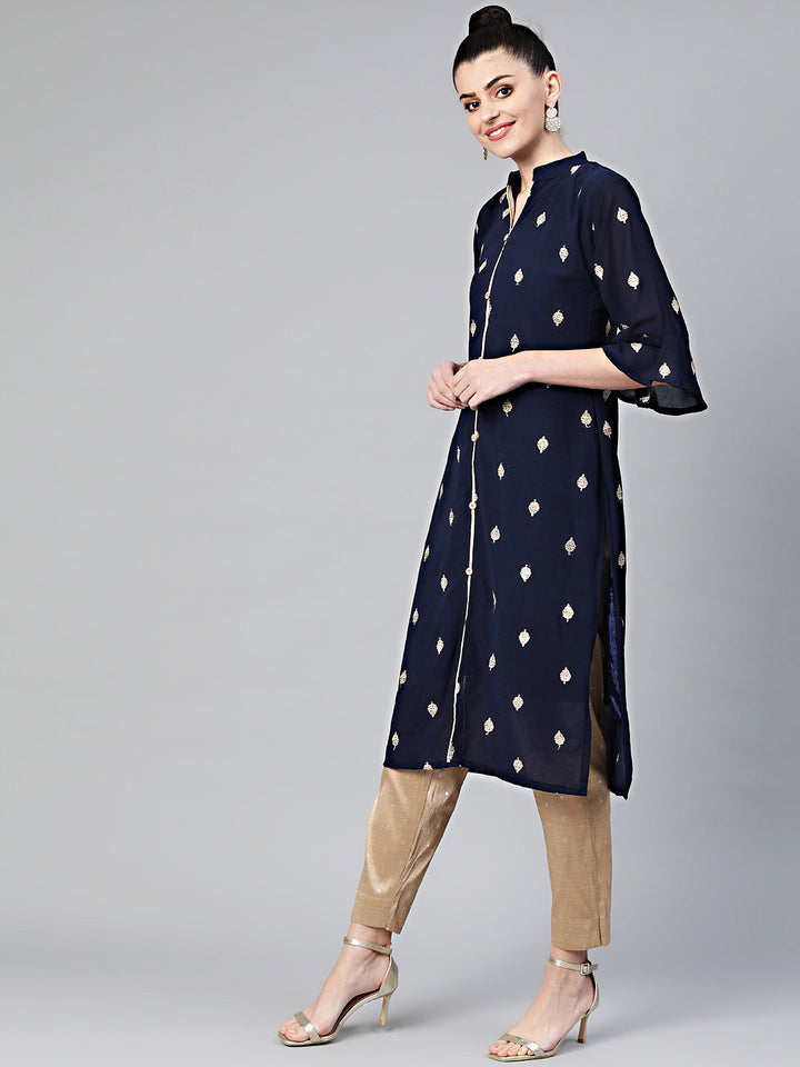 Pathani Style Kurta Set with Jacquard Woven pants