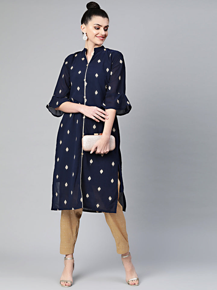 Pathani Style Kurta Set with Jacquard Woven pants