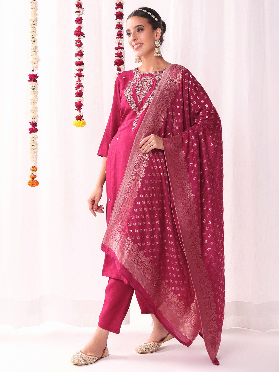 Zardozi and Kasab Embroidered Kurta with Banarasi Dupatta