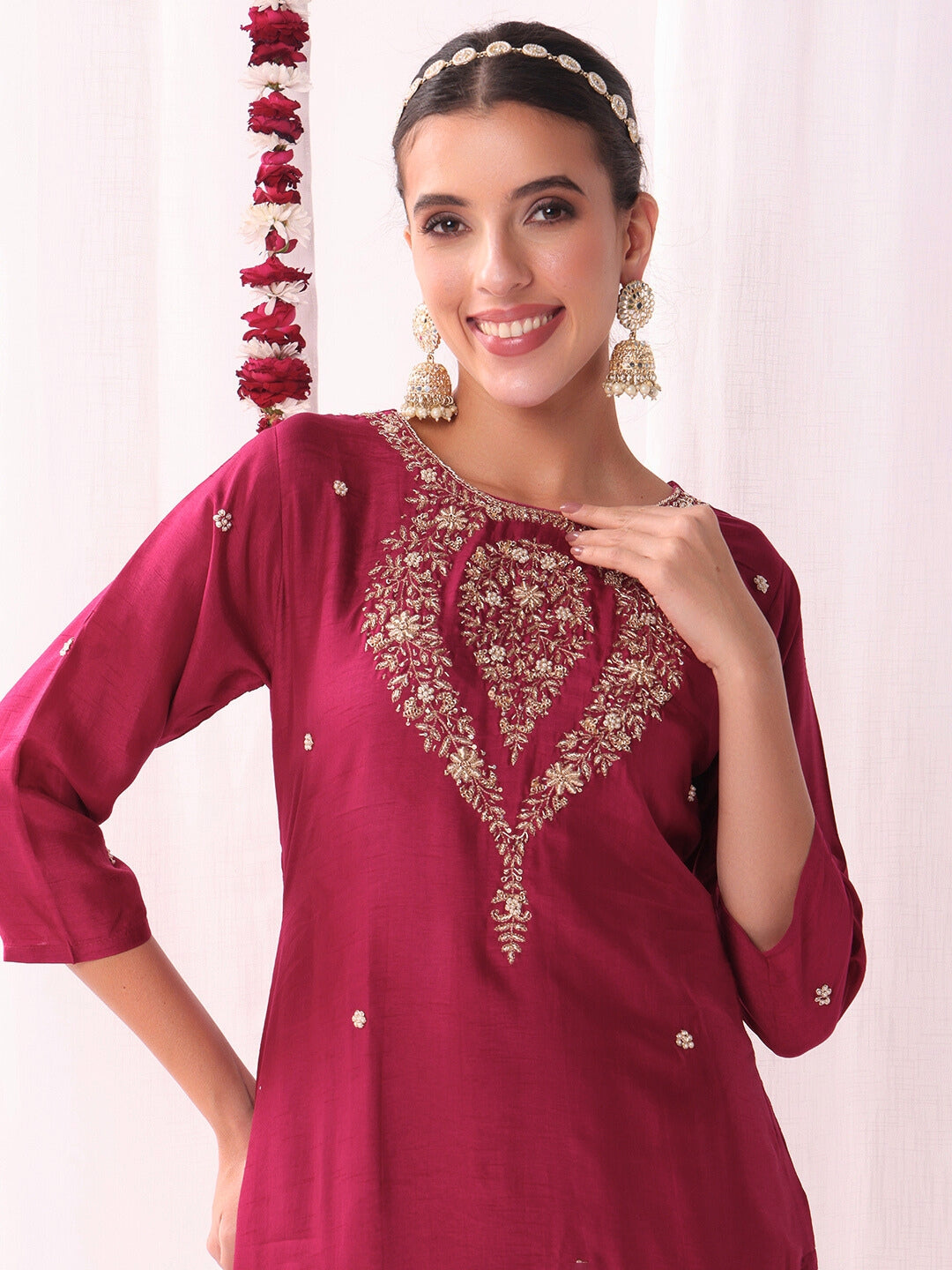 Zardozi and Kasab Embroidered Kurta with Banarasi Dupatta